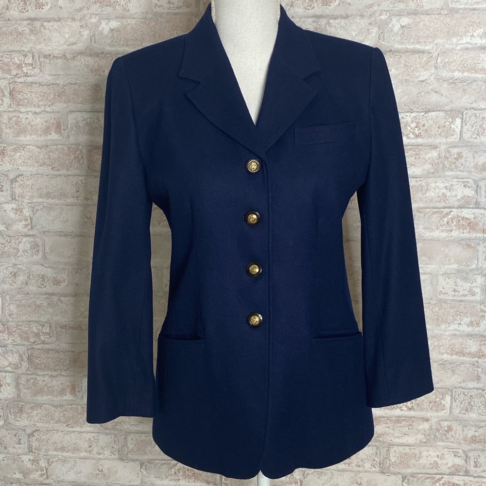 Pendleton Navy Wool Button Up Blazer Size 4 - image 1